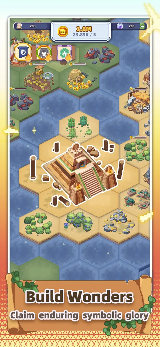 Age of Pomodoro wonder on a hexagonal civilization map