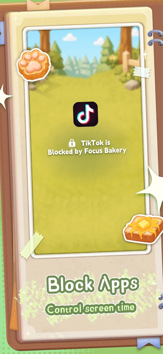Focus Bakery app blocking screen for keeping distractions away