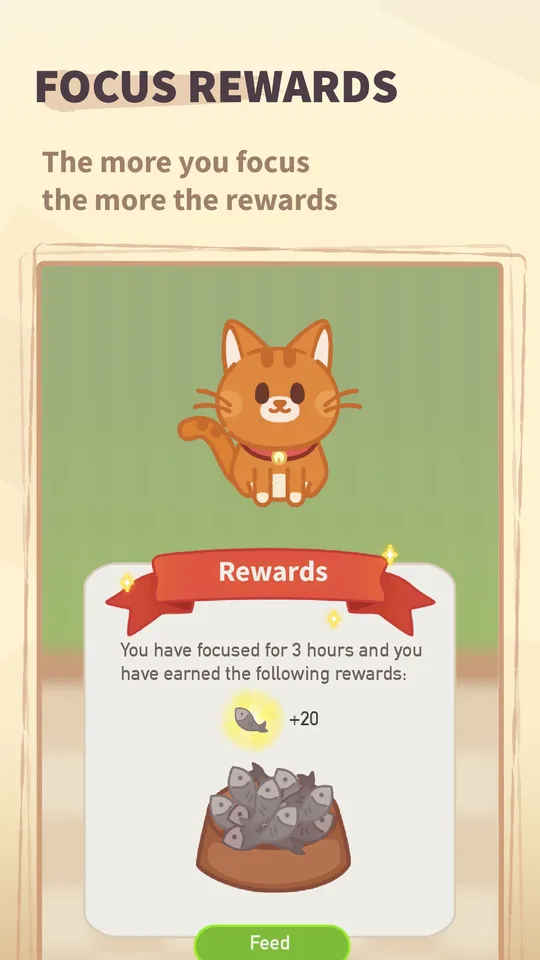 Striving focus rewards with a cat character